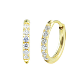 10mm Gold Basic White CZ Paved Huggie Hoop Gold Hoop Earring studhoop ball hoop earring birthday gift edgy earring gift for her hoop earrings sterling silver