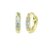 6mm Gold Basic White CZ Paved Huggie Hoop Gold Hoop Earring studhoop ball hoop earring birthday gift edgy earring gift for her hoop earrings sterling silver