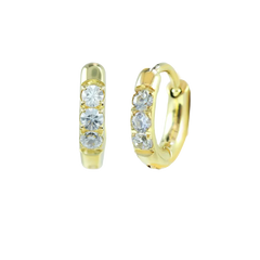 6mm Gold Basic White CZ Paved Huggie Hoop Gold Hoop Earring studhoop ball hoop earring birthday gift edgy earring gift for her hoop earrings sterling silver