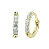 8mm Gold Basic White CZ Paved Huggie Hoop Gold Hoop Earring studhoop birthday gift edgy earring gift for her hoop earrings sterling silver White Cubic Zirconia white cz