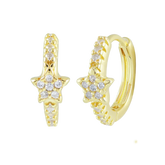 Gold Tiny Star Paved Huggie Hoop Earrings Gold Hoop Earring studhoop birthday gift edgy earring gift for her hoop earrings sterling silver White Cubic Zirconia white cz