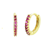 Basic Ruby Red CZ Hoop Earrings Gold Hoop Earring studhoop birthday gift edgy earring gift for her hoop earrings ruby birthstone ruby earrings sterling silver