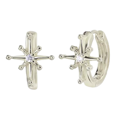 Starburst Hoop Earrings Silver Hoop Earring studhoop birthday gift celestial jewelry cz paved earring dangle hoop earring edgy earring gift for her hoop earrings star star earring star hoop earring starburst hoop earring sterling silver white cz