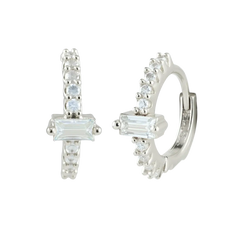 Gold Hypoallergenic Baguette Women Hoop Earrings Silver Hoop Earring studhoop ball hoop earring birthday gift edgy earring gift for her hoop earrings sterling silver