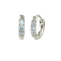 6mm Gold Basic White CZ Paved Huggie Hoop Silver Hoop Earring studhoop ball hoop earring birthday gift edgy earring gift for her hoop earrings sterling silver