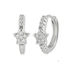 Gold Tiny Star Paved Huggie Hoop Earrings Silver Hoop Earring studhoop birthday gift edgy earring gift for her hoop earrings sterling silver White Cubic Zirconia white cz