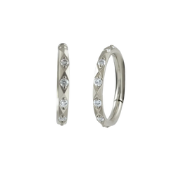 Slim Diamond Cut White CZ Pave Huggie Hoop Earrings Silver Hoop Earring studhoop birthday gift edgy earring gift for her hoop earrings sterling silver White Cubic Zirconia white cz