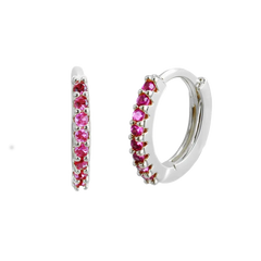 Basic Ruby Red CZ Hoop Earrings Silver Hoop Earring studhoop birthday gift edgy earring gift for her hoop earrings ruby birthstone ruby earrings sterling silver