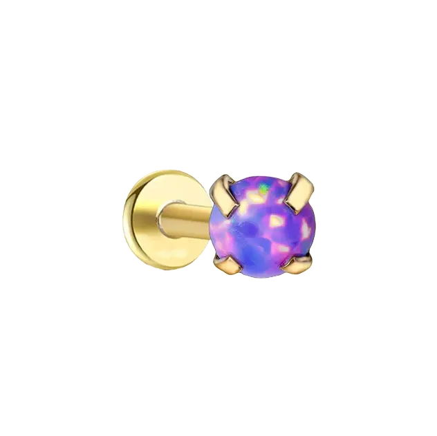 3mm Purple Opal Flat Back Push Pin Earring Gold Piercing Stud Earring studhoop 3mm birthday gift flat back earrings flat back stud earrings gift for her leaf stud earrings purple opal push pin earrings push pin stud earrings rook piercing sterling silver stud earring for helix stud earring for women Stud Earrings Stud Earrings for Helix Piercing stud earrings gold titanium earrings