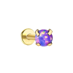 3mm Purple Opal Flat Back Push Pin Earring Gold Piercing Stud Earring studhoop 3mm birthday gift flat back earrings flat back stud earrings gift for her leaf stud earrings purple opal push pin earrings push pin stud earrings rook piercing sterling silver stud earring for helix stud earring for women Stud Earrings Stud Earrings for Helix Piercing stud earrings gold titanium earrings