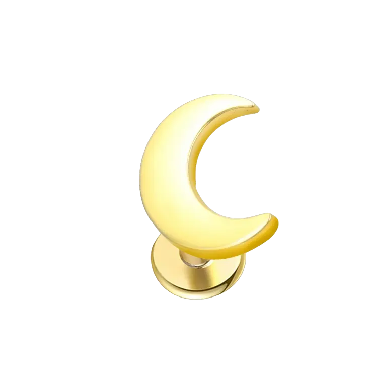 Simple Lunar Flat Back Stud Earrings Gold Piercing Stud Earring studhoop birthday gift flat back earrings flat back stud earrings gift for her moon stud earring push pin earrings push pin stud earrings star stud earring sterling silver stud earring for helix stud earring for women Stud Earrings Stud Earrings for Helix Piercing stud earrings gold titanium earrings