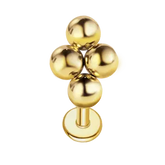 Mini Four Ball Flat Back Piercing Earring Gold Piercing Stud Earring studhoop birthday gift flat back earrings flat back stud earrings gift for her moon stud earring push pin earrings push pin stud earrings star stud earring sterling silver stud earring for helix stud earring for women Stud Earrings Stud Earrings for Helix Piercing stud earrings gold titanium earrings