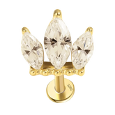 Trio Marquise Flat Back Piercing Earring Gold Piercing Stud Earring studhoop birthday gift flat back earrings flat back stud earrings gift for her moon stud earring push pin earrings push pin stud earrings star stud earring sterling silver stud earring for helix stud earring for women Stud Earrings Stud Earrings for Helix Piercing stud earrings gold titanium earrings