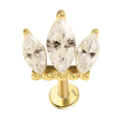 Trio Marquise Flat Back Piercing Earring Gold Piercing Stud Earring studhoop birthday gift flat back earrings flat back stud earrings gift for her moon stud earring push pin earrings push pin stud earrings star stud earring sterling silver stud earring for helix stud earring for women Stud Earrings Stud Earrings for Helix Piercing stud earrings gold titanium earrings