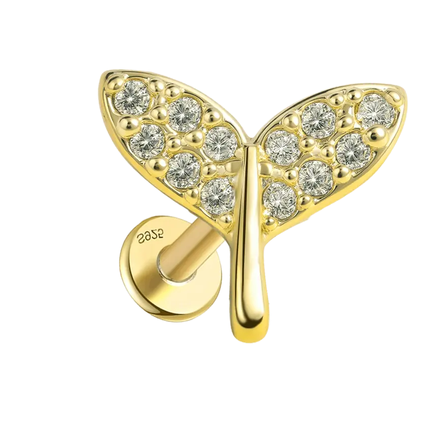 Spring Sprout Flat Back Piercing Earring Gold Piercing Stud Earring studhoop birthday gift flat back earrings flat back stud earrings gift for her push pin earrings push pin stud earrings sprout earring sterling silver stud earring for helix stud earring for women Stud Earrings Stud Earrings for Helix Piercing stud earrings gold titanium earrings