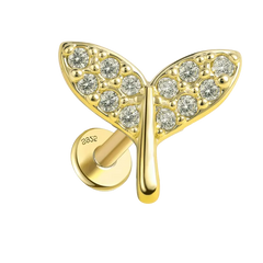 Spring Sprout Flat Back Piercing Earring Gold Piercing Stud Earring studhoop birthday gift flat back earrings flat back stud earrings gift for her push pin earrings push pin stud earrings sprout earring sterling silver stud earring for helix stud earring for women Stud Earrings Stud Earrings for Helix Piercing stud earrings gold titanium earrings