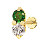 Duo Green White Stud Earring Gold Piercing Stud Earring studhoop birthday gift emerald birthstone emerald earrings flat back earrings flat back stud earrings gift for her push pin earrings push pin stud earrings sterling silver stud earring for helix stud earring for women Stud Earrings Stud Earrings for Helix Piercing stud earrings gold titanium earrings