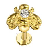 Cute Bee Flat Back Stud Earring Gold Piercing Stud Earring studhoop bee stud earring birthday gift emerald birthstone emerald earrings flat back earrings flat back stud earrings gift for her internal thread stud earring sterling silver stud earring for helix stud earring for women Stud Earrings Stud Earrings for Helix Piercing stud earrings gold titanium earrings