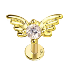 Angel Wing Flat Back Stud Earring Gold Piercing Stud Earring studhoop birthday gift flat back earrings flat back stud earrings gift for her internal thread stud earring push pin earrings push pin stud earrings sterling silver stud earring for helix stud earring for women Stud Earrings Stud Earrings for Helix Piercing stud earrings gold titanium earrings wing stud earring