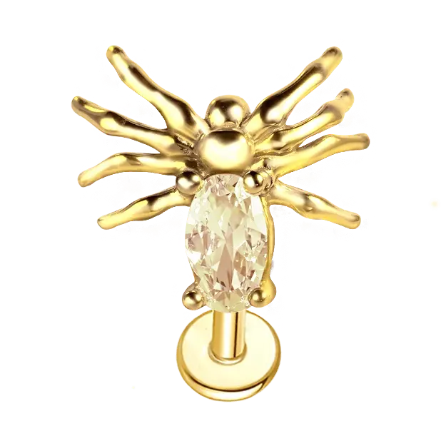 Sparkle Spider Push Pin Stud Earring Gold Piercing Stud Earring studhoop birthday gift flat back earrings flat back stud earrings gift for her push pin earrings push pin stud earrings spider earring sterling silver stud earring for helix stud earring for women Stud Earrings Stud Earrings for Helix Piercing stud earrings gold titanium earrings