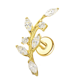 Dainty Vine Thread Flat Back Earring Gold Piercing Stud Earring studhoop birthday gift flat back earrings flat back stud earrings gift for her gothic earrings internal thread stud earring leaf stud earrings sterling silver stud earring for helix stud earring for women Stud Earrings Stud Earrings for Helix Piercing stud earrings gold titanium earrings