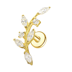 Dainty Vine Thread Flat Back Earring Gold Piercing Stud Earring studhoop birthday gift flat back earrings flat back stud earrings gift for her gothic earrings internal thread stud earring leaf stud earrings sterling silver stud earring for helix stud earring for women Stud Earrings Stud Earrings for Helix Piercing stud earrings gold titanium earrings