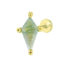 Mini Kitecut Green Moss Agate Flat Back Stud Earrings Gold Piercing Stud Earring studhoop birthday gift flat back earrings flat back stud earrings gift for her green moss agate internal thread stud earring sterling silver stud earring for helix stud earring for women Stud Earrings Stud Earrings for Helix Piercing stud earrings gold