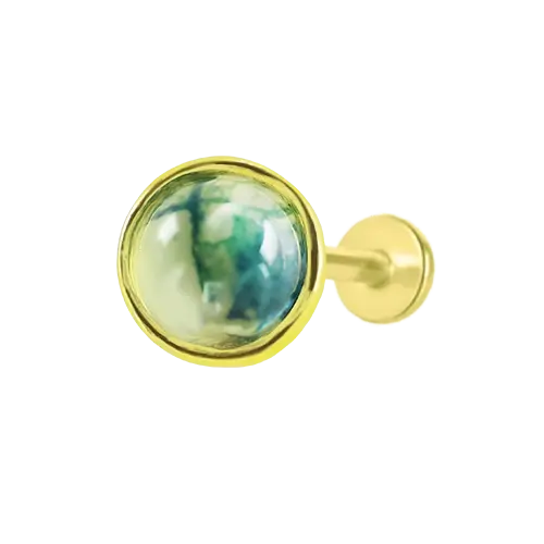 Simple Green Moss Agate Flat Back Stud Earrings Gold Piercing Stud Earring studhoop birthday gift flat back earrings flat back stud earrings gift for her green moss agate internal thread stud earring moonstone sterling silver stud earring for helix stud earring for women Stud Earrings Stud Earrings for Helix Piercing stud earrings gold