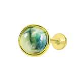 Simple Green Moss Agate Flat Back Stud Earrings Gold Piercing Stud Earring studhoop birthday gift flat back earrings flat back stud earrings gift for her green moss agate internal thread stud earring moonstone sterling silver stud earring for helix stud earring for women Stud Earrings Stud Earrings for Helix Piercing stud earrings gold