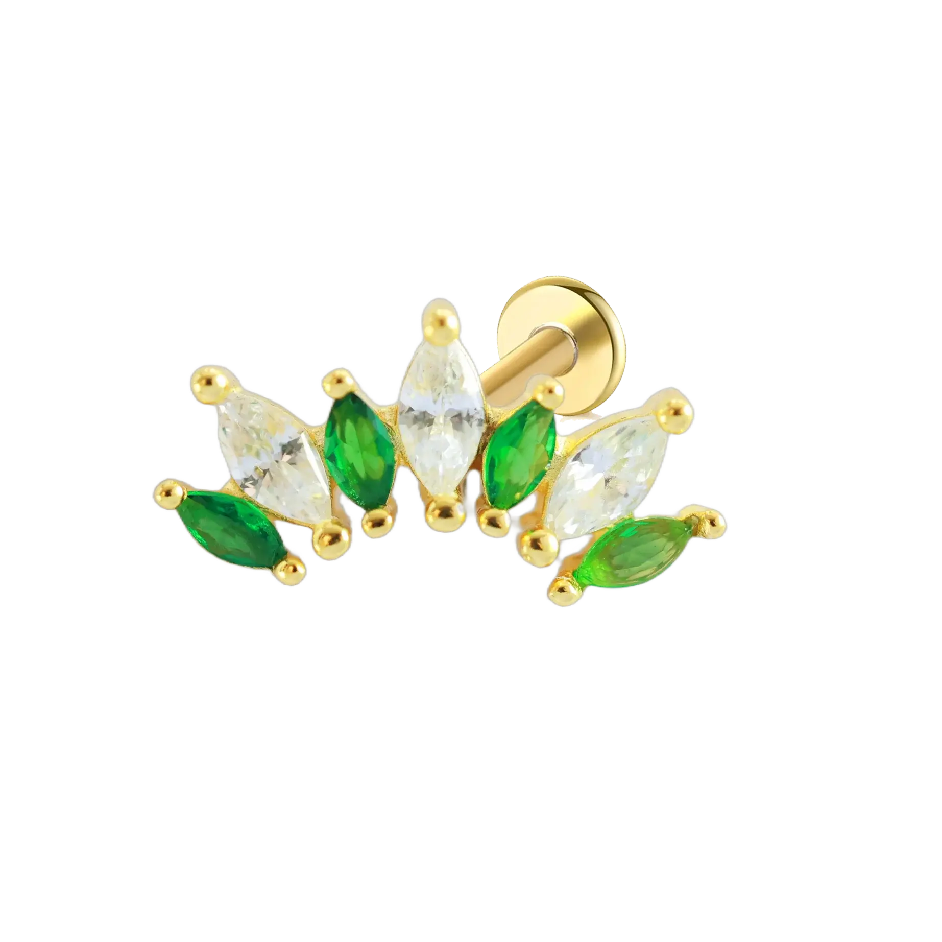 Emerald Green Marquise Flat Back Stud Earrings Gold Piercing Stud Earring studhoop birthday gift emerald birthstone emerald earrings flat back earrings flat back stud earrings gift for her internal thread stud earring sterling silver stud earring for helix stud earring for women Stud Earrings Stud Earrings for Helix Piercing stud earrings gold