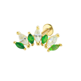 Emerald Green Marquise Flat Back Stud Earrings Gold Piercing Stud Earring studhoop birthday gift emerald birthstone emerald earrings flat back earrings flat back stud earrings gift for her internal thread stud earring sterling silver stud earring for helix stud earring for women Stud Earrings Stud Earrings for Helix Piercing stud earrings gold