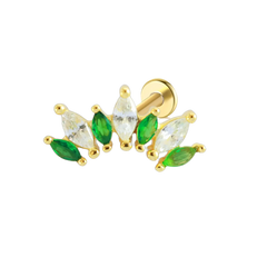 Emerald Green Marquise Flat Back Stud Earrings Gold Piercing Stud Earring studhoop birthday gift emerald birthstone emerald earrings flat back earrings flat back stud earrings gift for her internal thread stud earring sterling silver stud earring for helix stud earring for women Stud Earrings Stud Earrings for Helix Piercing stud earrings gold