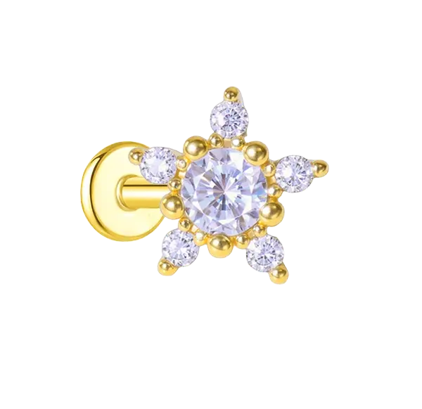 Sparkle Star Flat Back Push Pin Earring Gold Piercing Stud Earring studhoop birthday gift flat back earrings flat back stud earrings gift for her leaf stud earrings push pin earrings push pin stud earrings sterling silver stud earring for helix stud earring for women Stud Earrings Stud Earrings for Helix Piercing stud earrings gold titanium earrings white cz stud earrings white opal