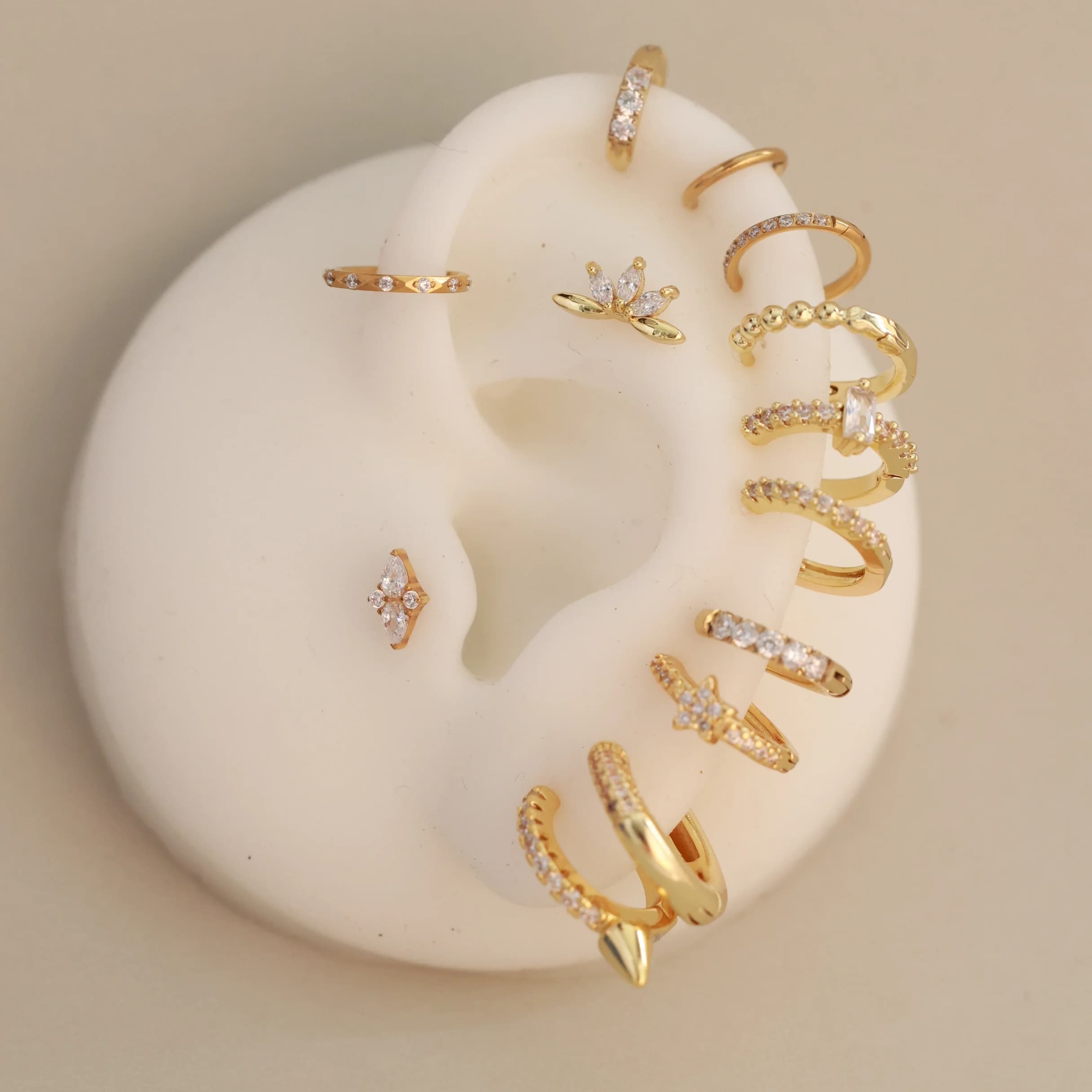 Gold Tiny Star Paved Huggie Hoop Earrings Hoop Earring studhoop birthday gift edgy earring gift for her hoop earrings sterling silver White Cubic Zirconia white cz