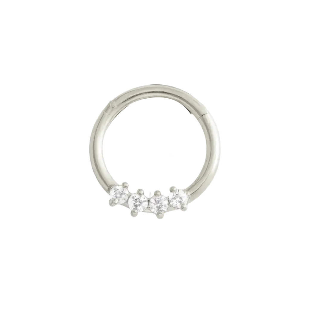 Classic White CZ Paved Nose Ring Silver Piercing Daith Ring studhoop black gem daith earrings daith hoop earrings daith piercing daith ring septum ring star sterling silver White Cubic Zirconia