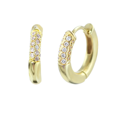 Half-Paved White CZ Chunky Huggie Hoop Earrings Gold Hoop Earring studhoop birthday gift edgy earring gift for her hoop earrings sterling silver White Cubic Zirconia white cz