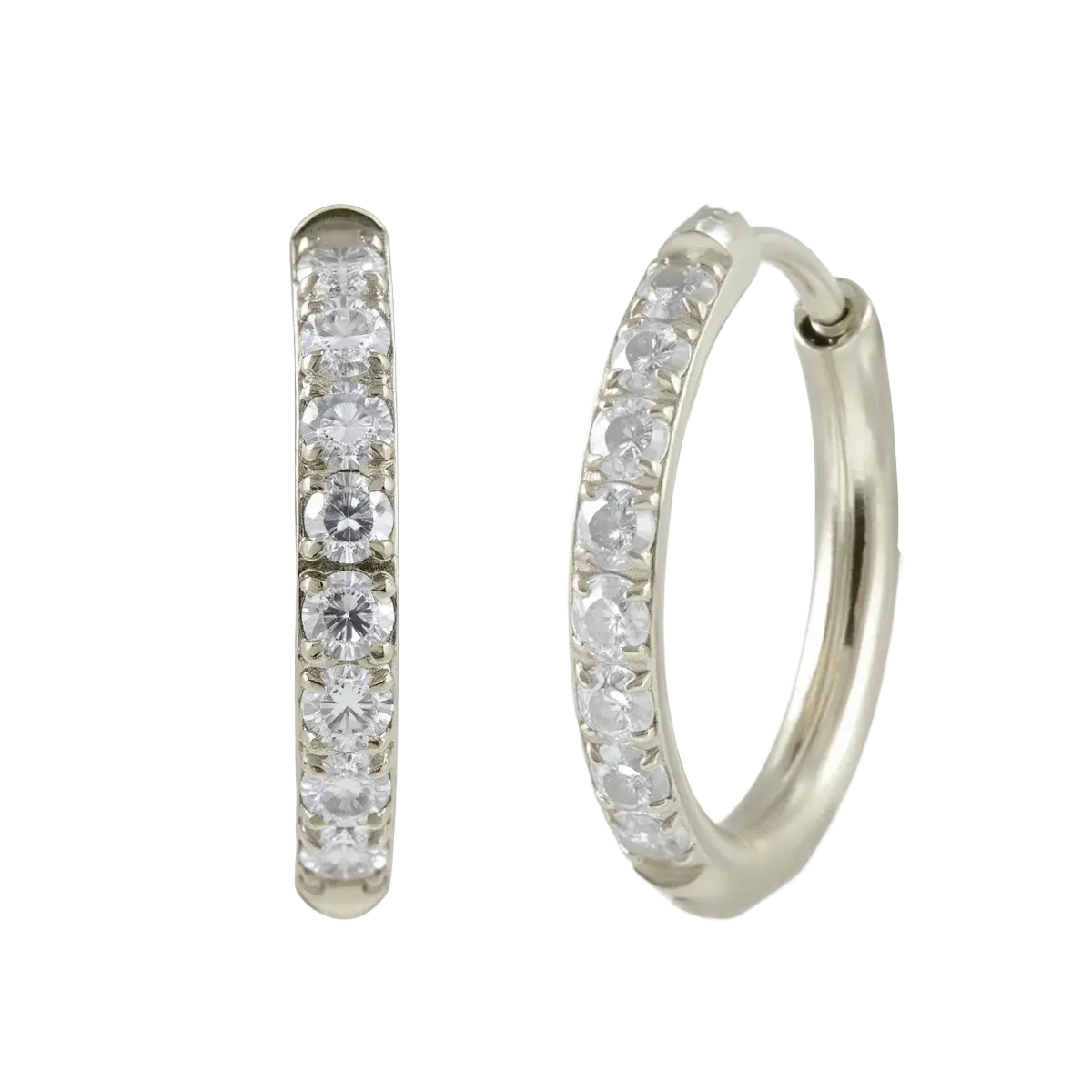12mm Gold Basic White CZ Paved Huggie Hoop Silver Hoop Earring studhoop ball hoop earring birthday gift edgy earring gift for her hoop earrings sterling silver