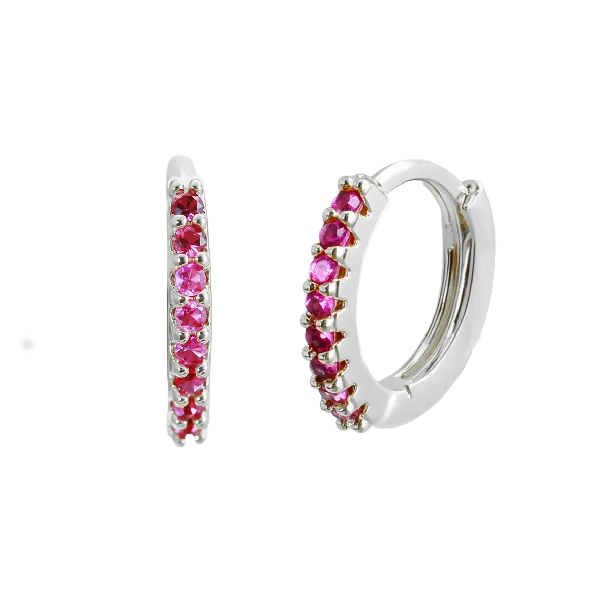 Basic Ruby Red CZ Hoop Earrings Silver Hoop Earring studhoop birthday gift edgy earring gift for her hoop earrings ruby birthstone ruby earrings sterling silver